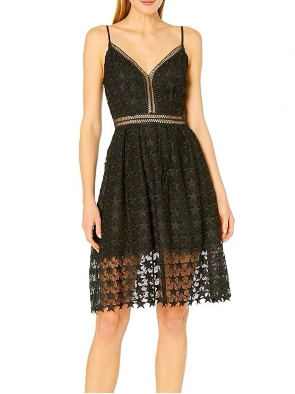 Sam Edelman Black Lace V-Neck Midi Dress